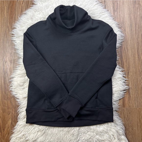 Lululemon Kick The Cold Funnel Neck Fleece Lined Sweatshirt In Black - Picture 3 of 5